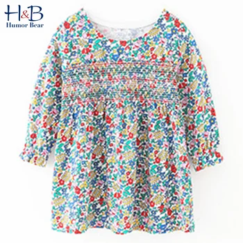 

Humor Bear Fall Girls Dress Spring Autumn Lace Ruffles European and American Long Sleeves Princess Party Dress Children Clothing