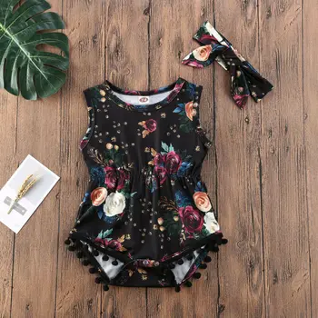 

2020 Baby Summer Clothing Newborn Infant Baby Girl Skirt Bodysuit Sleeveless Jumpsuit Outfits Sunflower Ruffled Clothes Sunsuit