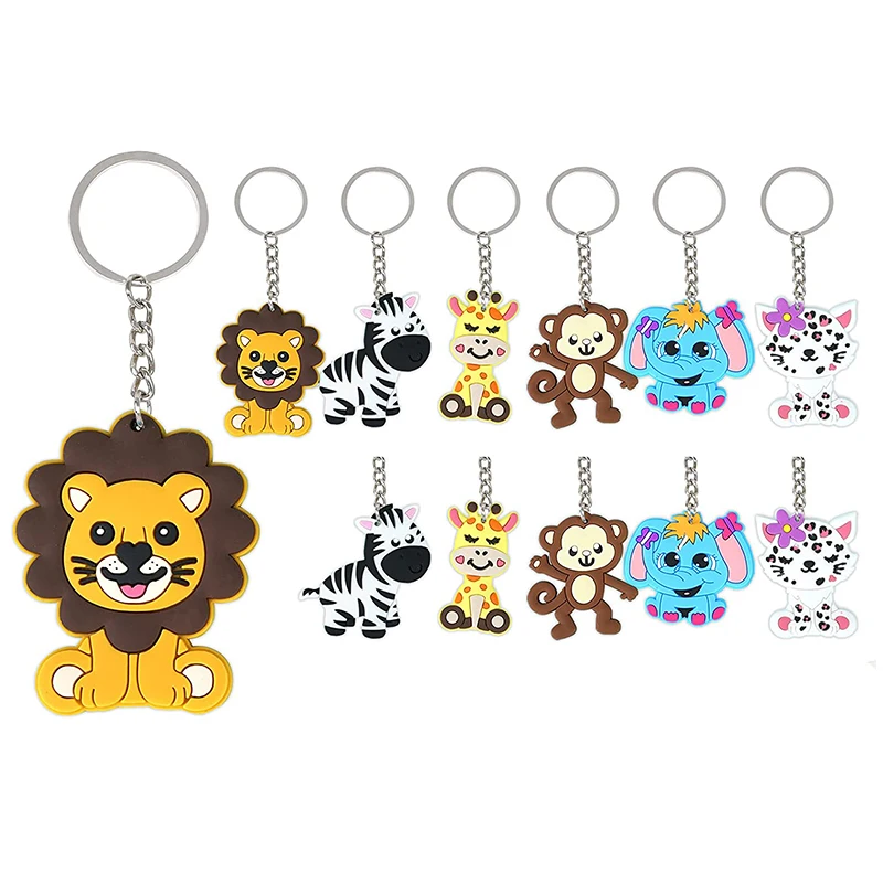 

8pcs Jungle Animal Keychains Safari Animal Keychains Lion Giraffe Elephant Key Chains Animal Theme Decor for Baby Shower Party