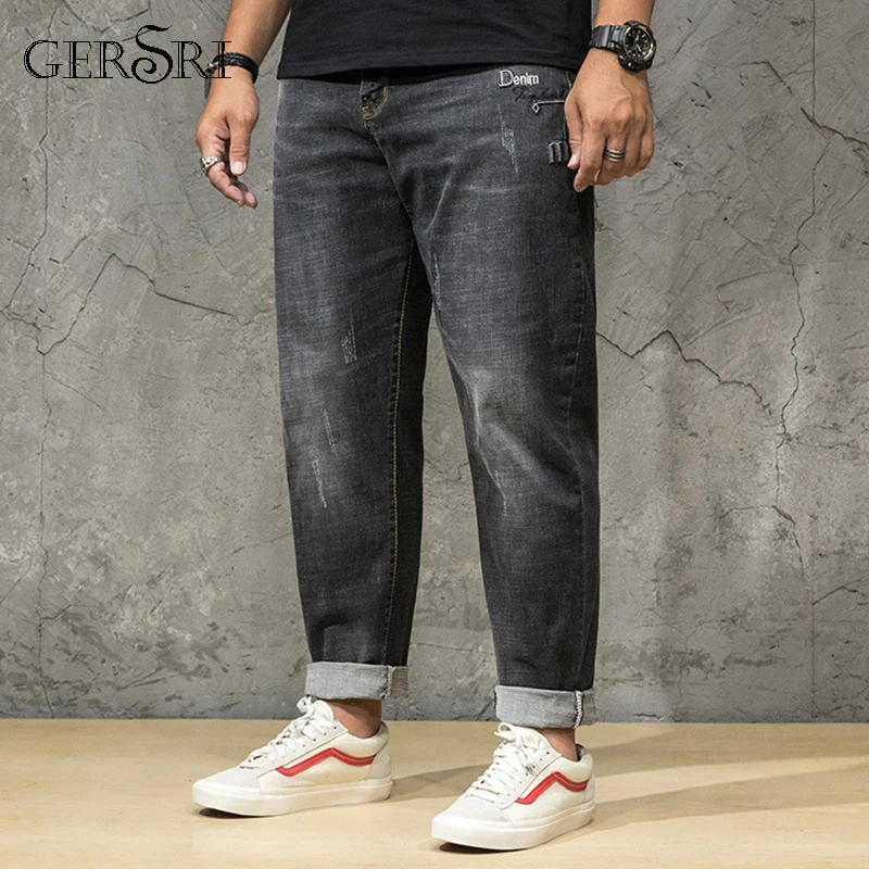 Gersri плюс размер мужские джинсы деловые повседневные Прямые джинсы стрейч джинсы Мужские штаны брюки классические брюки