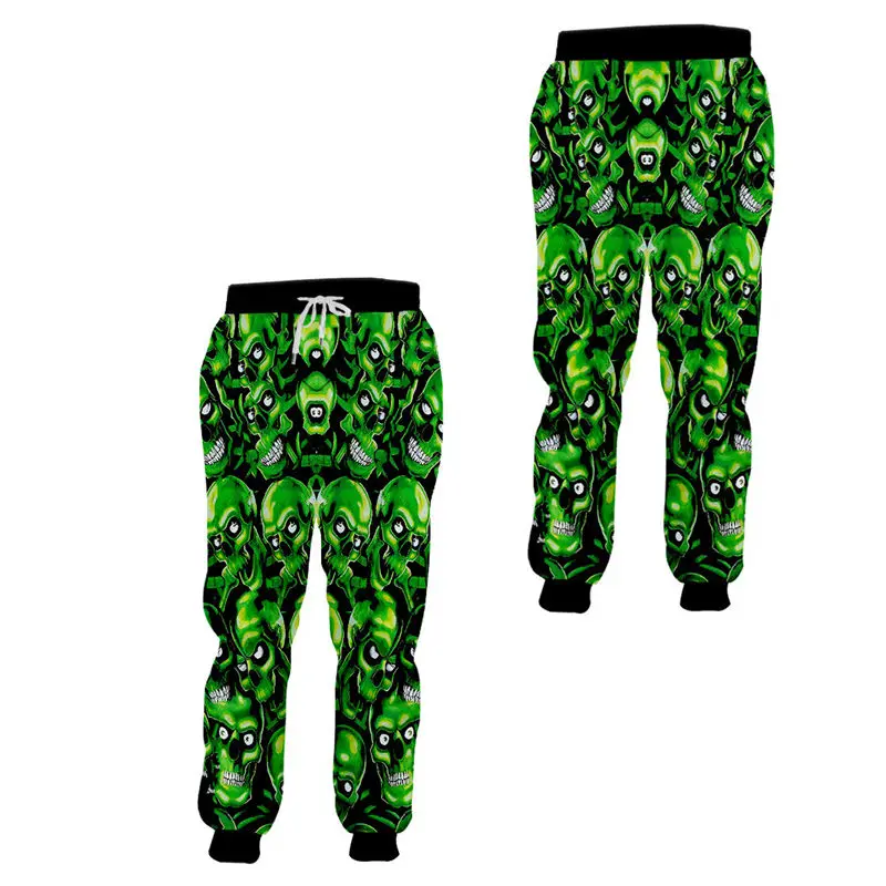 3d sweatpants 3D зеленые забавные штаны для бега унисекс с принтом черепа, крутые новые мужские спортивные штаны для бега, мужские женские модные брюки в стиле хип-хоп - Цвет: 3d sweatpants