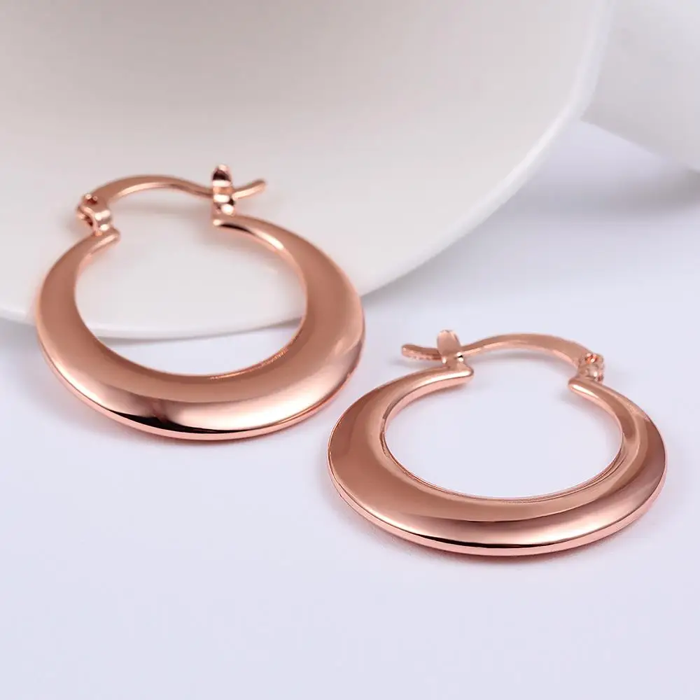 Elegant Rose Gold-Tone Silver-Plated Hoop Earrings