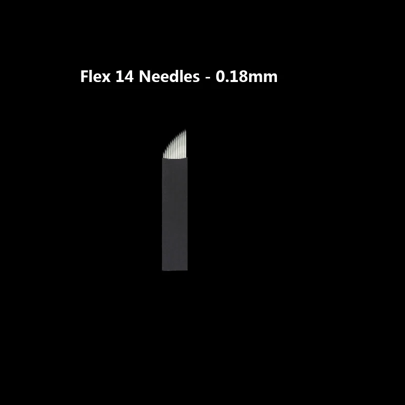 f14 - 0.18mm 100 шт. иглы для татуажа Agulhas Tebori 12 штифтов микроблейдинг иглы 12 гибких лезвий для перманентного макияжа ручка для татуажа ручная бровь - Габаритные размеры: f14 - 0.18mm