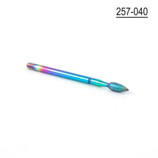 257-040 Профессиональные радужные алмазные сверла для ногтей, фрезы для маникюра, педикюра, кутикулы, твердосплавное покрытие, гель для удаления, Полировочный инструмент#1514 - Цвет: 257-040