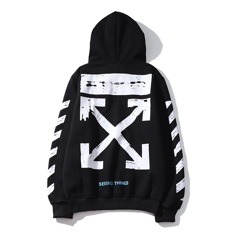 Полосатый стрела 19ss Off-White OW мужчины/женщины влюбленные модели Осень Зима Мода хлопок Повседневная Толстовка с капюшоном Свободная куртка