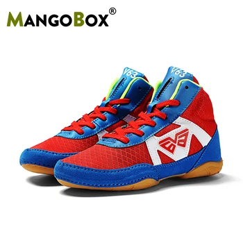 

New Arrival Big Boy Wrestling Shoe Anti-Slippery Kids Training Fighting Boots Mesh Boys Combat Sneakers Professional Boxing Shoe