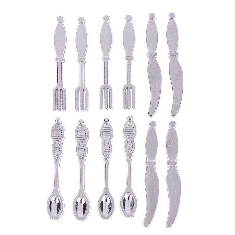 12PCS 1:12 Simulation Kitchen Food Furniture Toys Dollhouse Miniature Accessories Fork Knife Soup Spoon Tableware