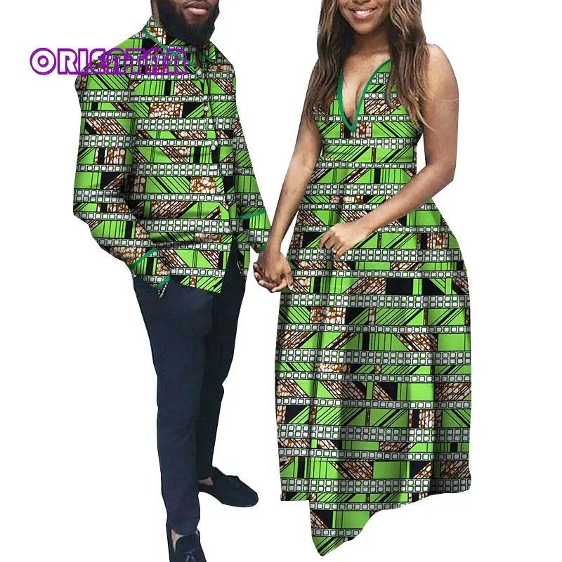 Африканская одежда для пар африканская Мужская рубашка и Африканская женская одежда Африканский принт свадебная одежда для пары WYQ307 - Цвет: 13