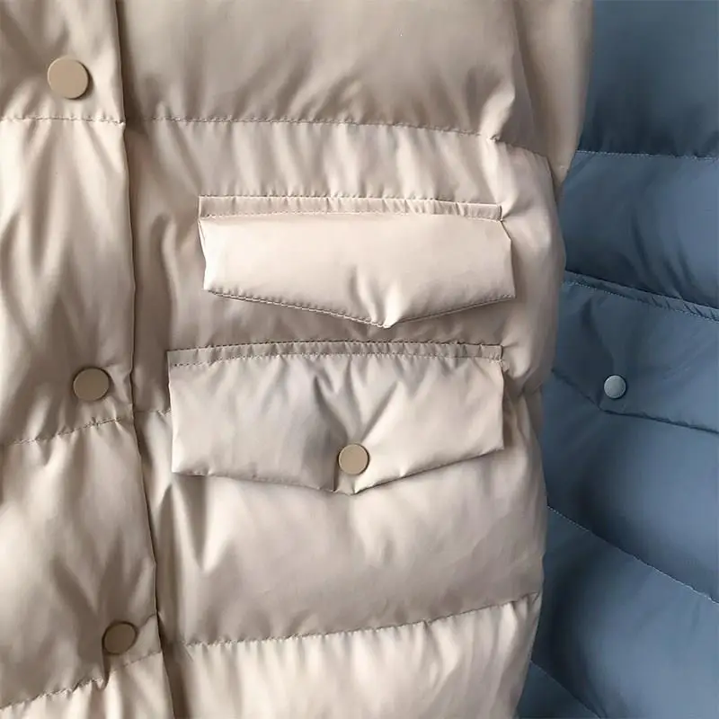 Winter Thicken Warm Cotton Down Vest Women Fashion Single Button Loose Version Long Sleeveless Coat