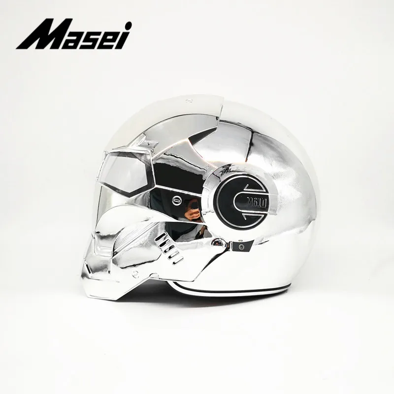 Masei шлем Железного человека moto rcycle шлем половина шлем с открытым лицом шлем-каска moto cross дополнительная наклейка для автомобиля casco moto серебристый