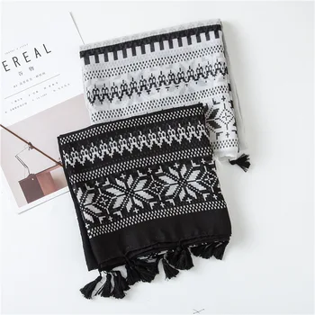 

Silk Scarf Spring Summer Female Black/White Cotton Linen Thin Long Beach Sunscreen Shawl scarves women chiffon hijab pashmina