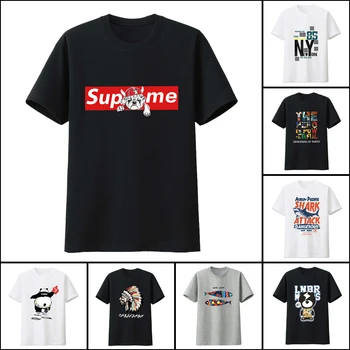 

Super T-Shirts For Men Black Off White Short-Sleeve Round Neck Funny Print Tee Top Hip Hop Young Boy New Streetware Fitness