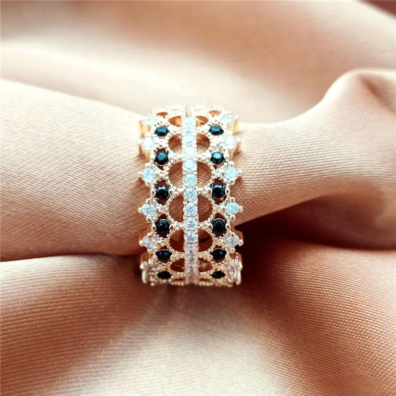 

2019 Luxury Micro Inlay Zircon Anillos Engagement Ring Silver Gold Wedding Adjustable Rings For Women Statement Anel Jewelry