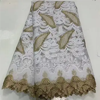 

Latest style french net lace with stones italian lace fabric hot african nigerian fabrics lace white 2020 DP01-1