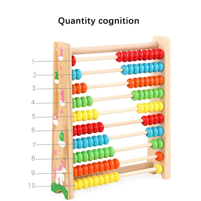 Wooden Colorful Beads Abacus Counting Maths Kids Learning Educational Toy G 