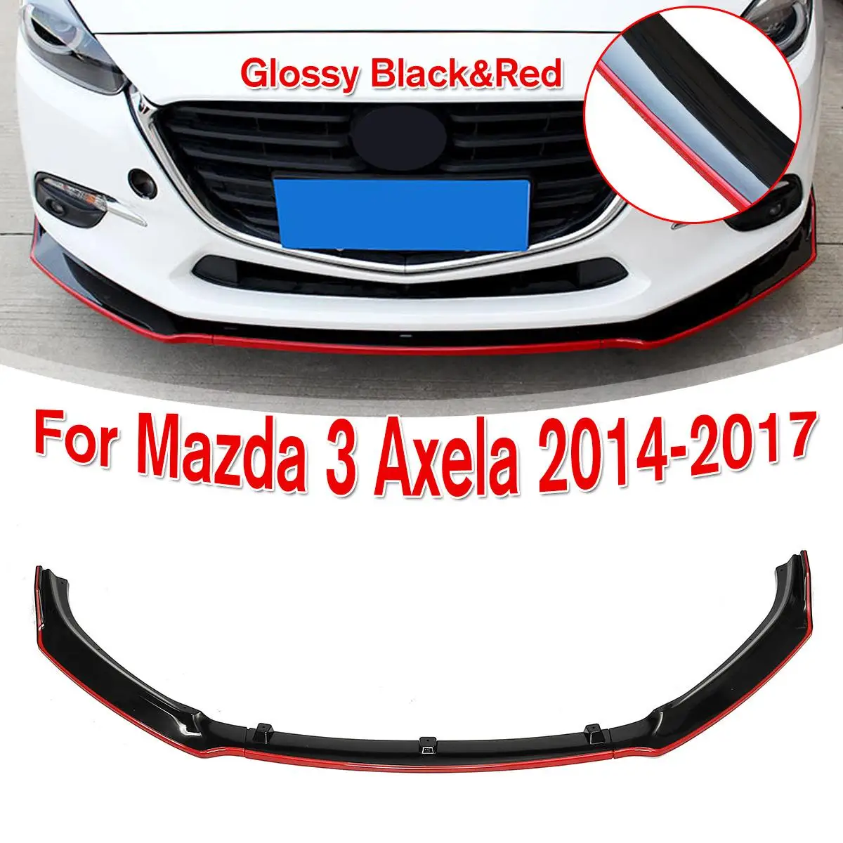 

for Mazda 3 Axela sedan Front lip 2014-17 appearance ABS plastic three-section front shovel front spoiler decorative auto par