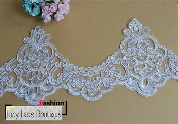 

Off white color, tulle mesh cord lace trim scallop lace for wedding veils sewing high qulaity polyester 5 yards=1lot