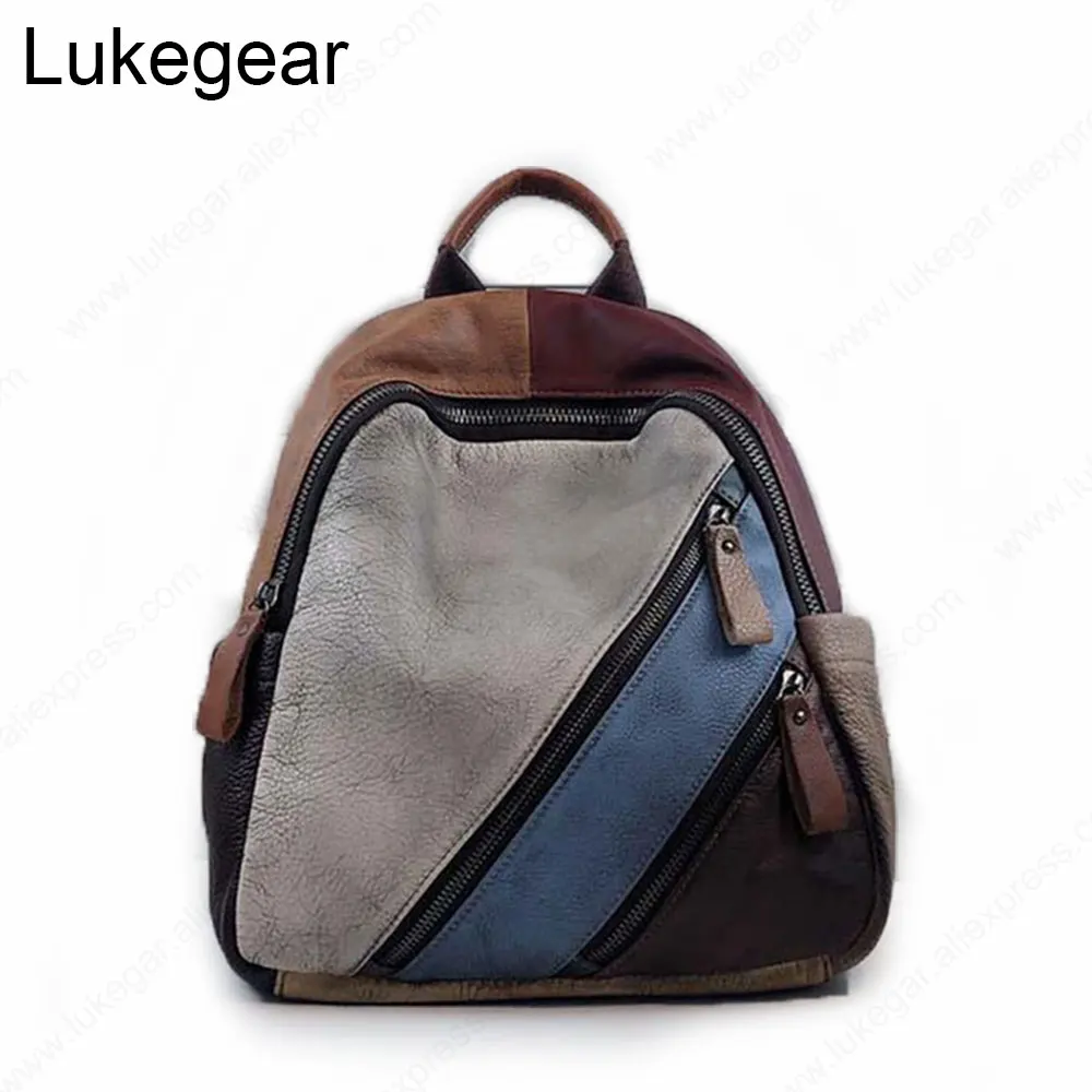Lukegear рюкзак из натуральной кожи классический уличный женский рюкзак Разноцветные сумки в стиле панк высокое качество