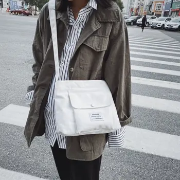 

Crossbody Bags for Women 2019 New Hot Fashion Simple Black White Handbags Casual Canvas Shoulder Bags Messenger Bags