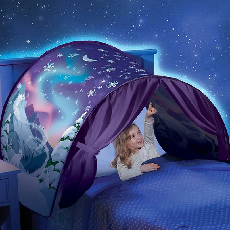 cheap Fashion Printing Kids Dream Tents Baby Pop Up Bed Tent Fantasy Cartoon Snowy Foldable Playhouse Comforting Sleeping mosquito net