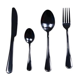 

CSS Black Stainless Steel Cutlery Set Teaspoon Dinner Fork Knife Western Tableware Dinnerware Kitchen Tools
