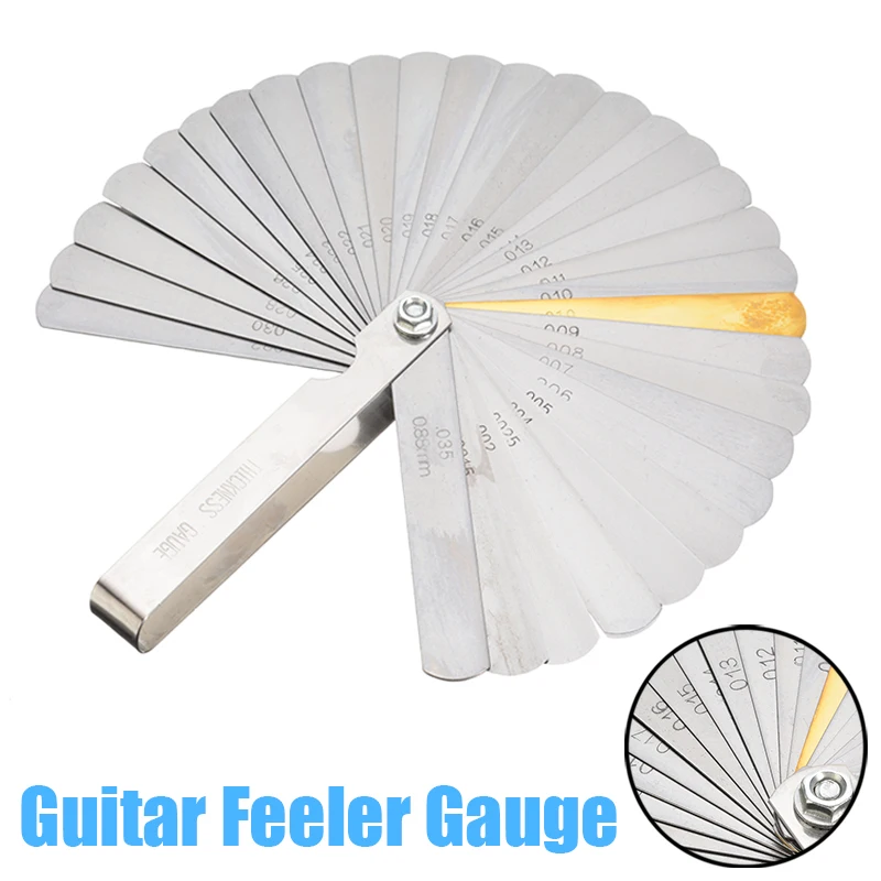 32 Blade Feeler Gauge Imperial Metric Guitar String Height Tool Multifunctional Guitar Measuring Tool