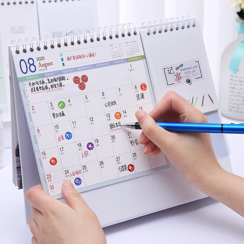2020 Creative Cute Table Calendar With Memo Pad Desk Decoration
