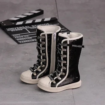 

2019 winter new girls princess boots and velvet high help casual children warm girls boots