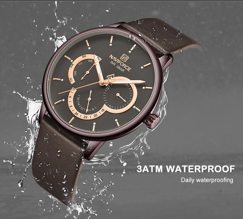 Топ люксовый бренд NAVIFORCE мужские часы Модные Кожаные Бизнес Кварцевые мужские спортивные водонепроницаемые наручные часы Relogio Masculino