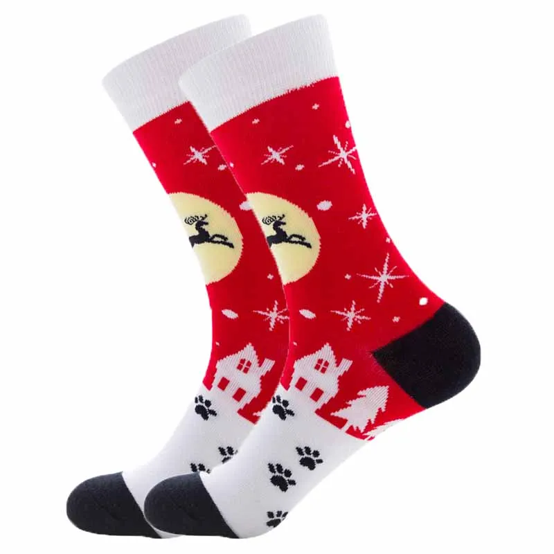 1 пара мужских носков, мягкие забавные длинные рождественские носки из чесаного хлопка для мужчин и женщин, модные осенние хлопковые носки с рисунком