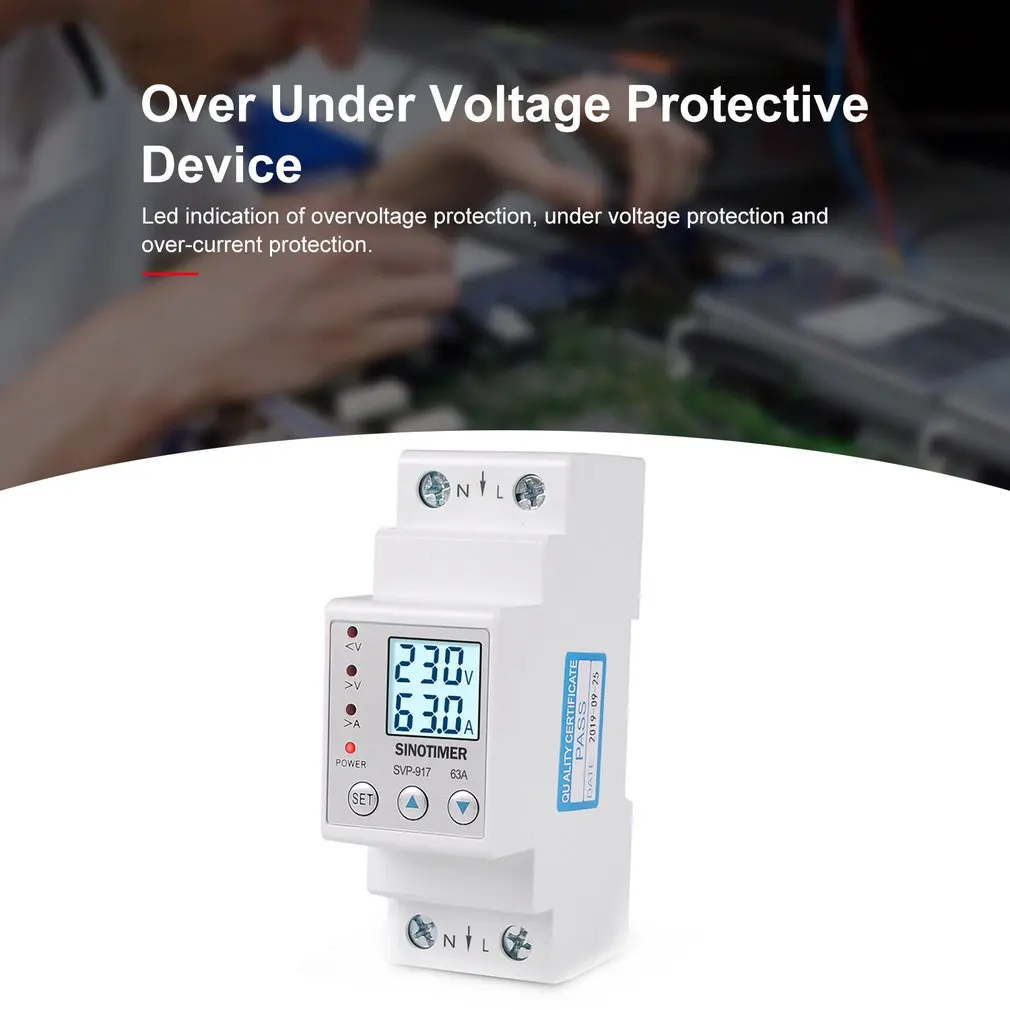 Sinotimer 63a 80a din-рейка регулируемое защитное устройство от перенапряжения предельная защита тока Вольтметр Амперметр кВтч