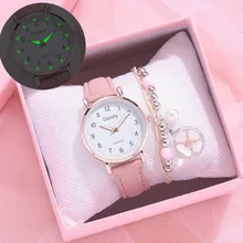 

Casual Women Luminous Wrist Watch Bracelet Set Simple Jewelry Femme