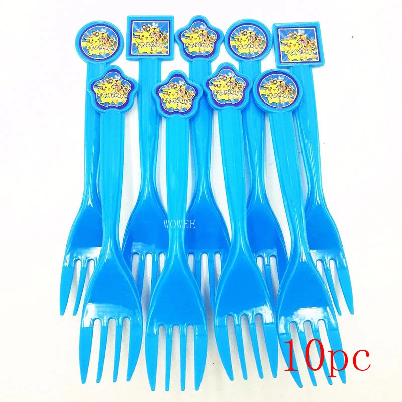 10pc Forks Вечерние принадлежности с Пикачу и покемонами, размер 40*30 см, вечерние принадлежности для детей на день рождения, вечерние украшения для мальчиков - Цвет: 10pc Forks