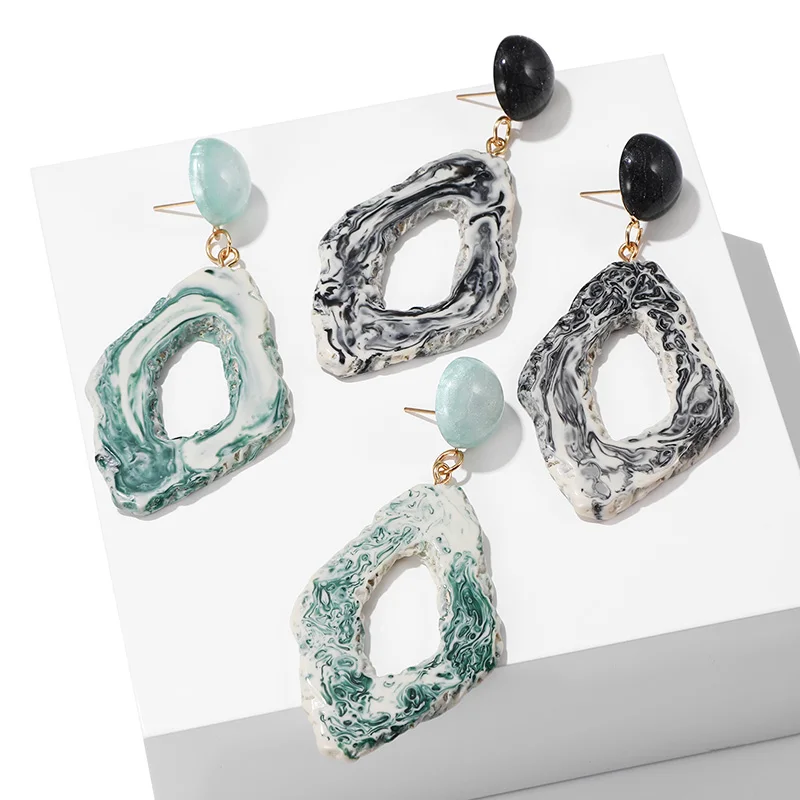 

New 2019 Fshion Earring for Women Big Geometric Acrylic Earrings Mixed color bohemian Drop Earrings Gift for Best friend