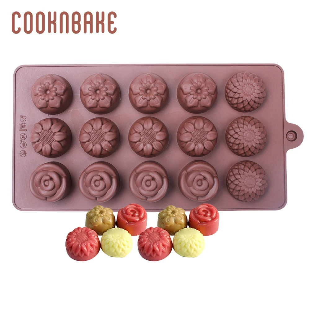 COOKNBAKE цветок силиконовые формы шоколада 15 полости кубика льда конфеты