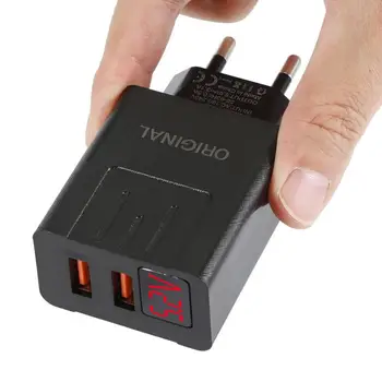 

Dual USB Charger 3.0 Quick Charge Digital Display Fast Phone Charger 2 Port Portable Wall Charger Adapter Android Mobile Tablet