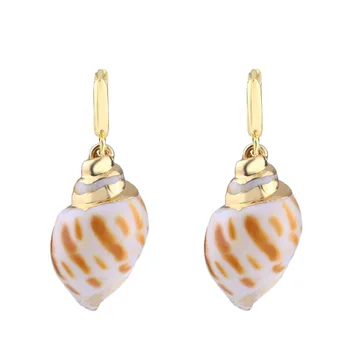 

Cross-Border Supply Earrings Natural Pearl Shell Earrings Gold-pLated Large Circle Copper Earrings Female Charm Jewe