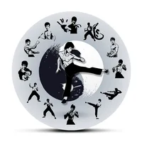 Yin Yang Chinese Kung Fu Wall Clock Martial Arts Home Decor Kung Fu Master Moving Needles Novelty Wall Watch Silent Movement 1