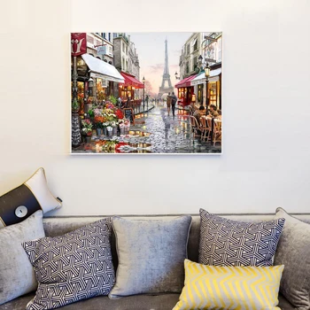 

Frameless Eiffel Landscape DIY Digital Painting By Numbers Acrylic Paint By Numbers Modern Wall Art Picture For Gift