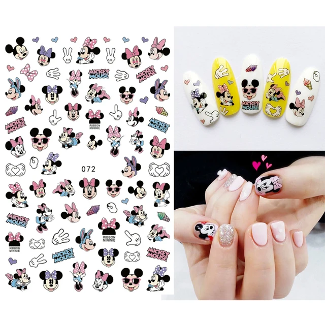 1PCS Disney Cartoon Anime Collection Star Design Nail Sticker Mickey Mouse Donald Duck Lion King Mermaid Stitch Nail Slider SHE072