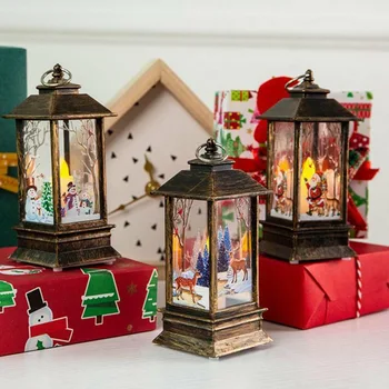 

Christmas Candlestick Table Lamp Ornament Xmas Hanging Wind Light Vintage LED Lantern