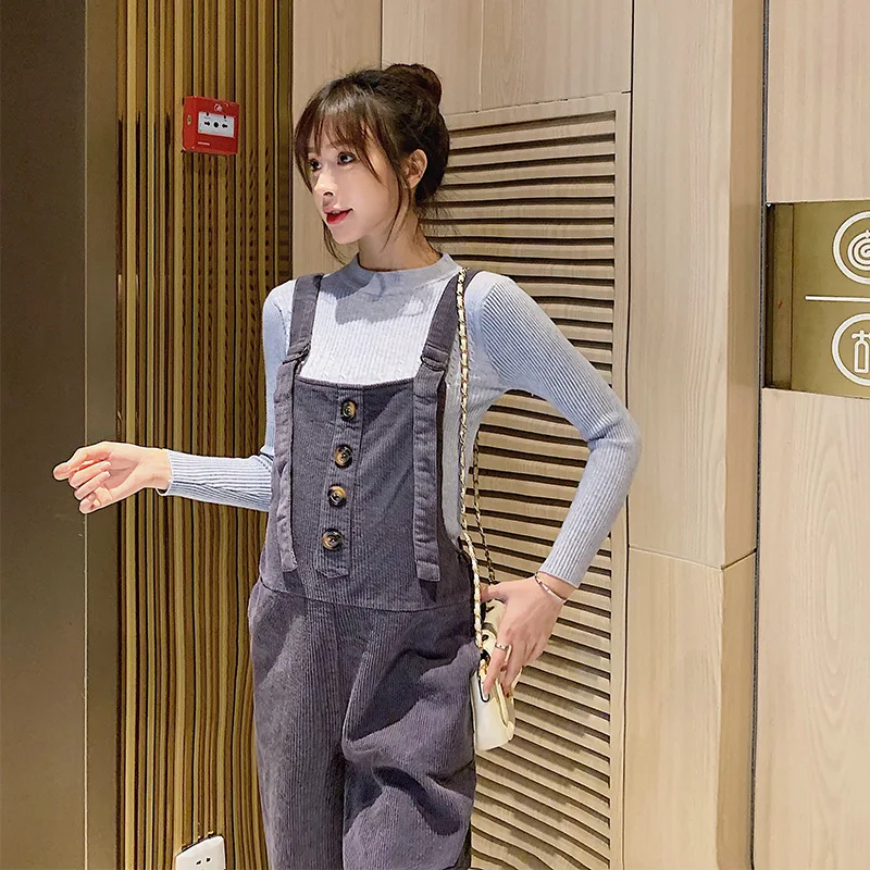 Autumn Winter Corduroy Maternity Bib Pants Fashion Casual Jumpsuits for Pregnant Women Adjustable Slim Pregnancy Overalls