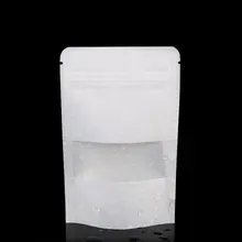 Белый крафт-бумажный пакет с замком на молнии с прозрачным окошком для сухофруктов 5 шт./лот