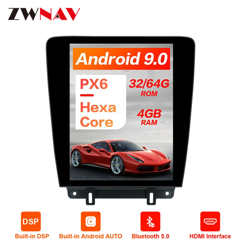 PX6 4 Гб DSP Tesla стиль Android 9,0 автомобильный gps-навигатор для Ford Mustang 2010- головное устройство мультимедиа авто радио магнитофон