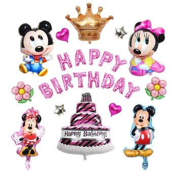 

25 Pieces Big Mickey Minnie Series Happy Birthday Crown Aluminum Foil Helium Balloon Party Party Wedding Anniversary Baby Gift