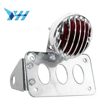 

12V Chrome Grill License Plate Bracket LED Taillights Motorcycle Side Mount Tail Light For Harley chopper Bobber Custom