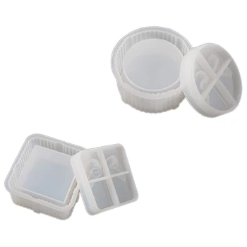 

Boxes Resin Molds 2Pcs Jewerly Boxes Molds Includ Square Shape Silicone Resin Molds, Round Epoxy Molds