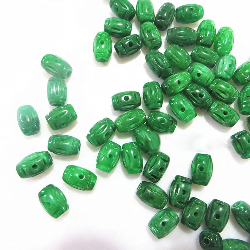 

10pc Natural Emerald Green Jade Carved Lucky Hollow Beads Pendant Chinese Necklace Jewellery Fashion Amulet Gifts Man Women