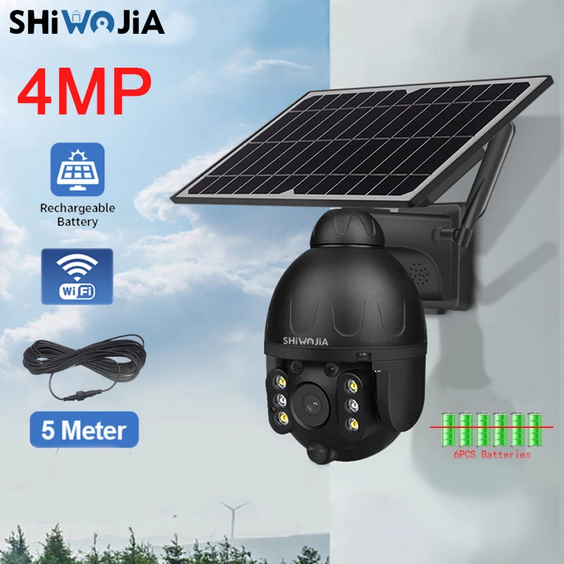 Shiвоенia Солнечная камера Wifi 4 МП HD PTZ наружная безопасности с пассивным