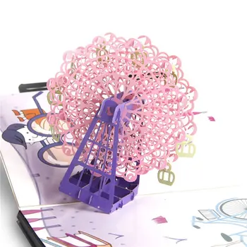 

Creative 3D Ferris Wheel Greeting Card Birthday Card Festival Blessing Card Children Gift Card Decor Supplies